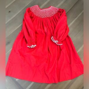 Barefoot Smocked Red Dress Girl’s 4 Natural Fibers Holiday